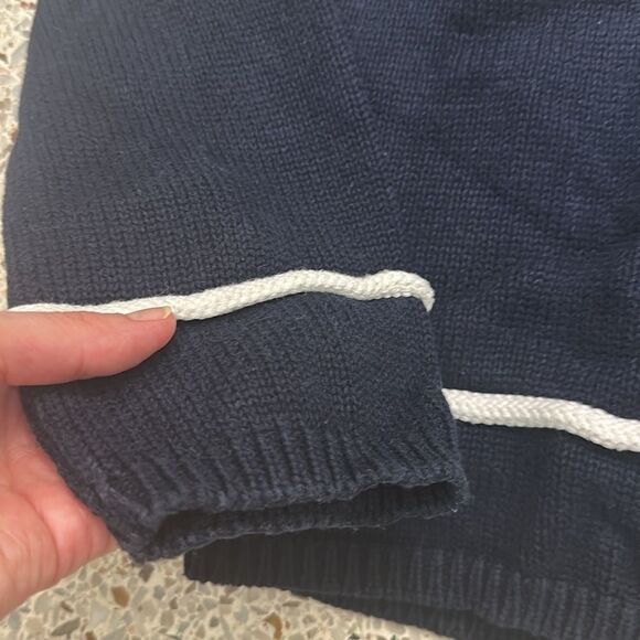 Navy nautical anchor 100% cotton sweater large L - Picture 3 of 5